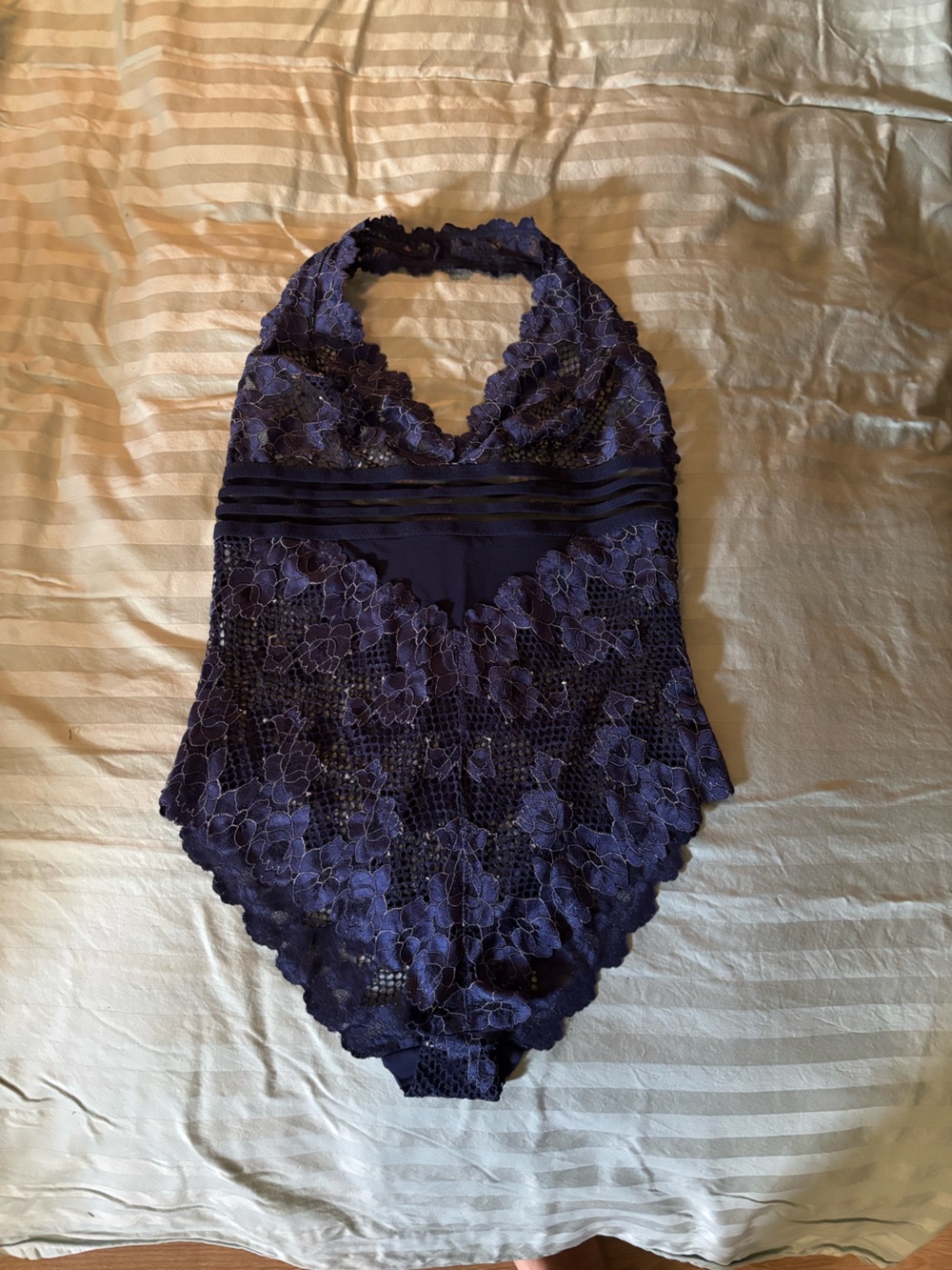 Halter Lace Bodysuit in Deep Purple